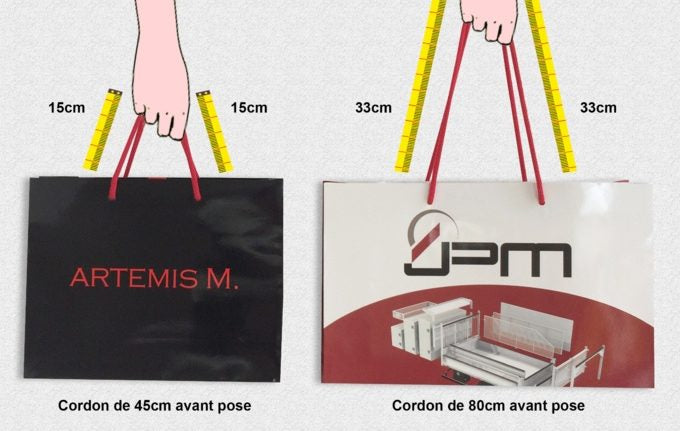 Choisir la longueur des poignées en coton de votre sac papier luxe