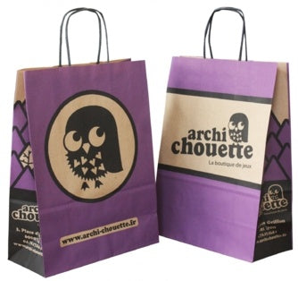 Deux sacs kraft pour le magasin de jeux Archi Chouette