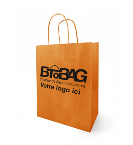 Sac kraft coloré poignées torsadées