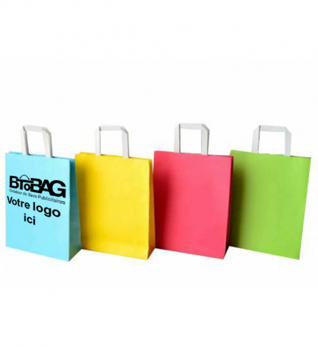 Sac kraft couleur poignées plates