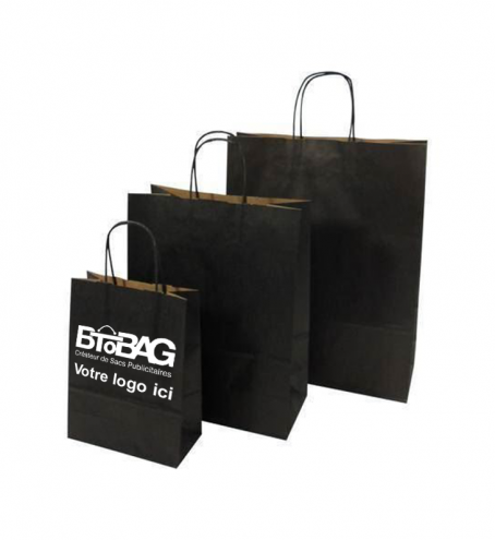 Sac kraft couleur poignées torsadées