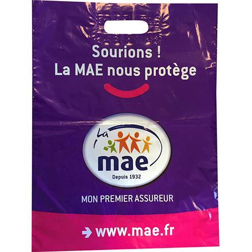 Sac plastique poignées découpées renforcées