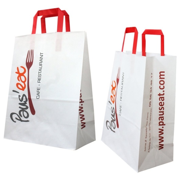 Sac kraft poignees plates Paus'eat