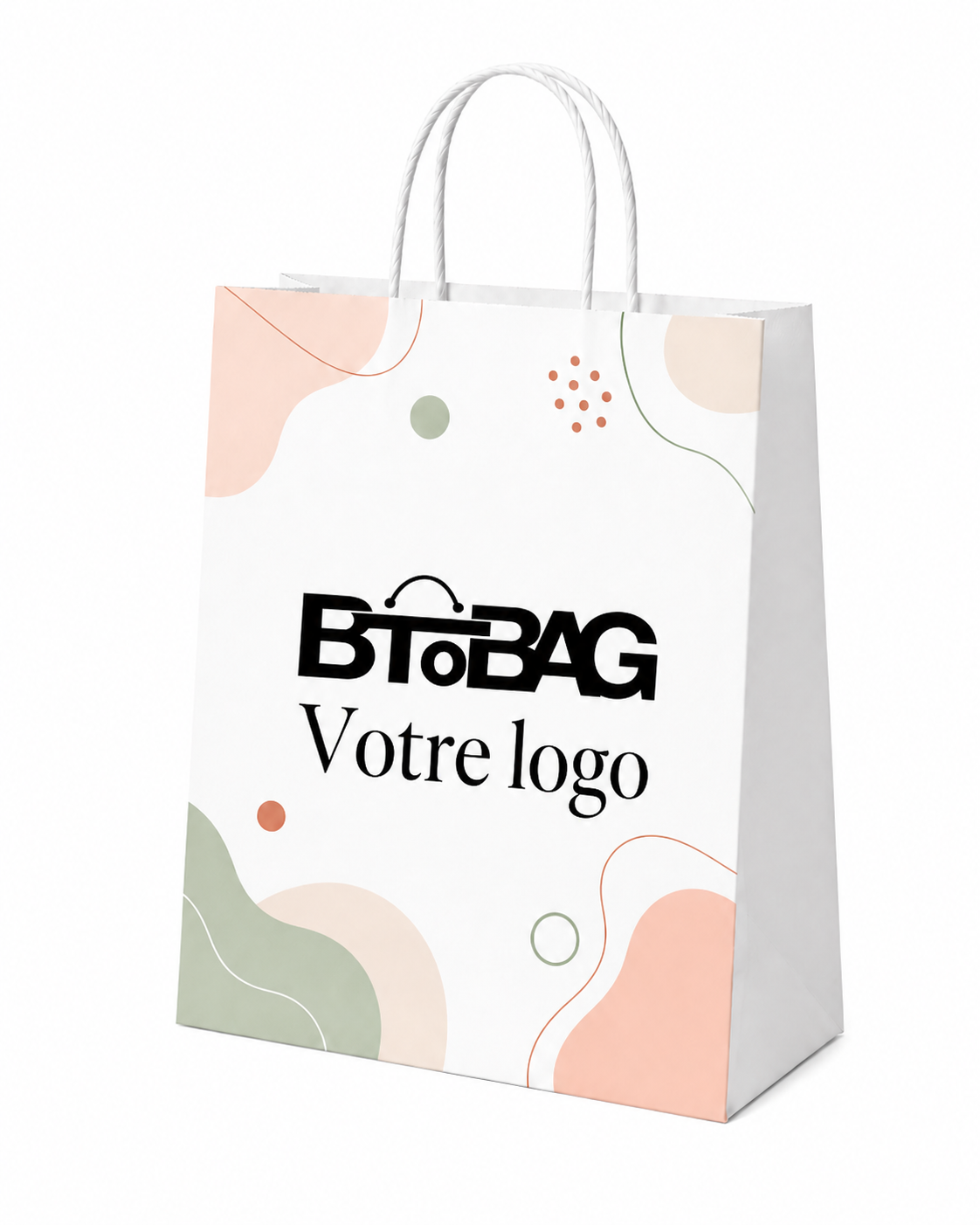 Sac kraft blanc coloré poignées torsadées