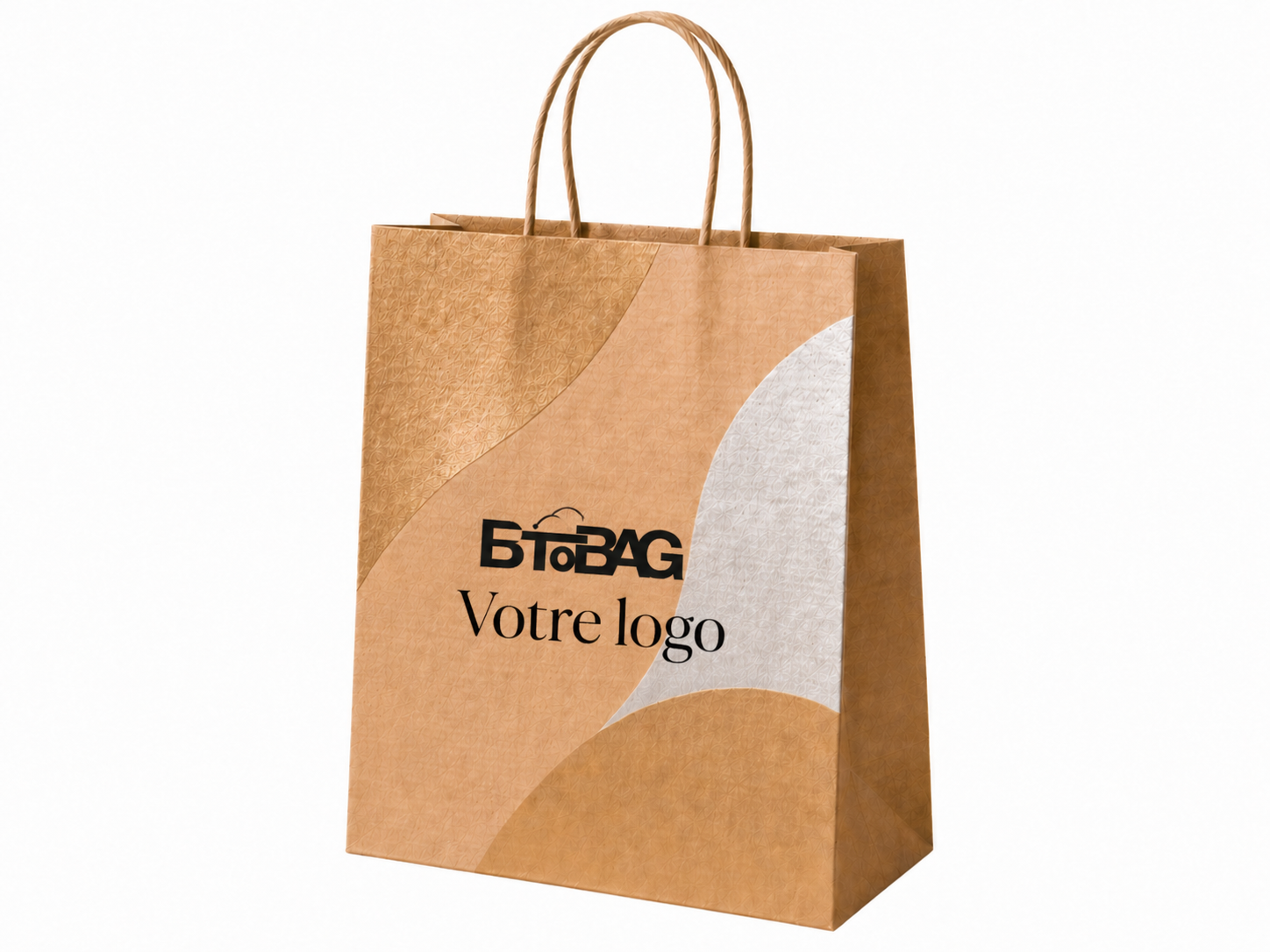 Sac kraft brun or/argent poignées torsadées