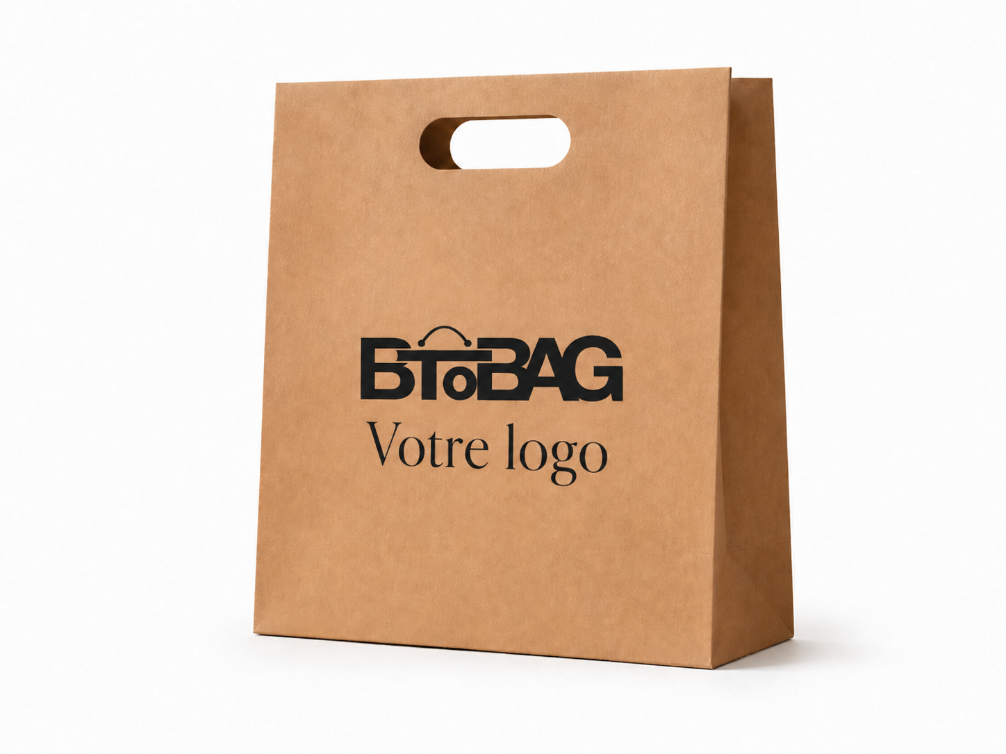 Sac kraft poignées découpées personnalisé