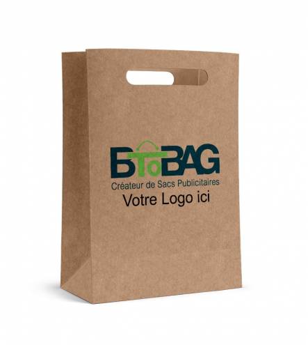 Sac kraft brun poignées découpées
