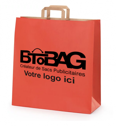 Sac kraft coloré poignées plates