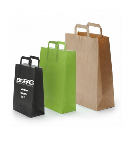 Sac kraft couleur poignées plates