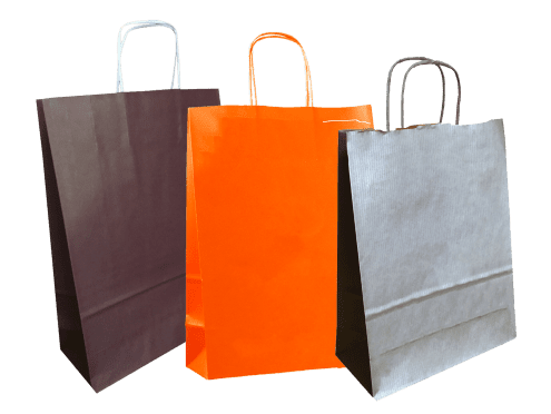 Sac kraft couleur poignées torsadées