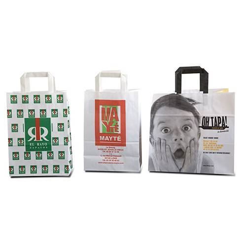 Sac kraft épicerie poignées plates