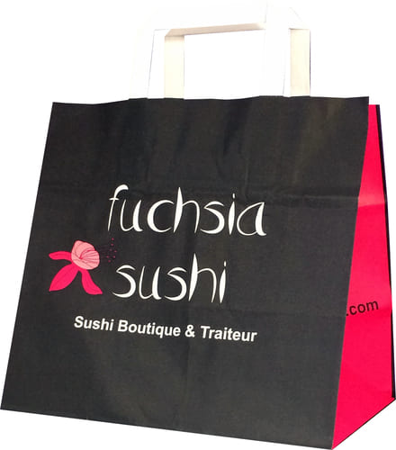 sac personnalisé poignées plates fuchsia sushi