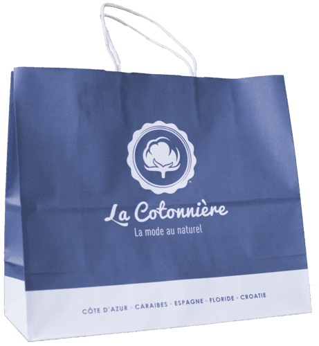 sac papier kraft personnalisépoignées torsadées La Cotonnière