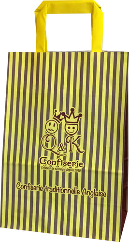 sac papier kraft publicitaire poignées plates QK confiserie