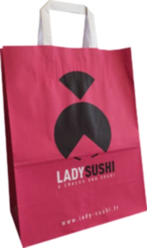 sac papier kraft poignées plates ladysushi