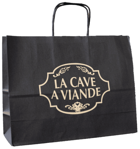 sac papier kraft personnalisé poignées torsadées la Cave à Viande