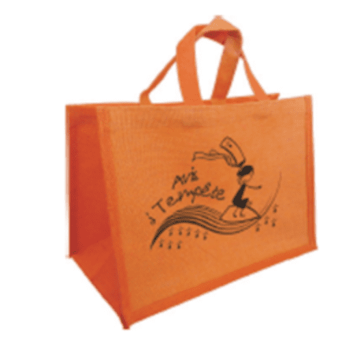 sac toile de jute personnalisable orange avi de tempête