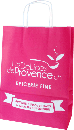 sac papier kraft personnalisable poignées torsadées Les délices de Provence