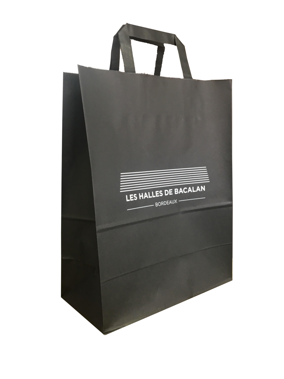 sac kraft noir poignées plates halles de bacalan