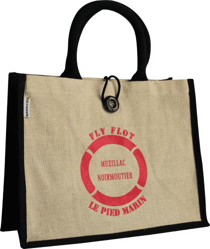 Sac en toile de jute flyflot anses noires